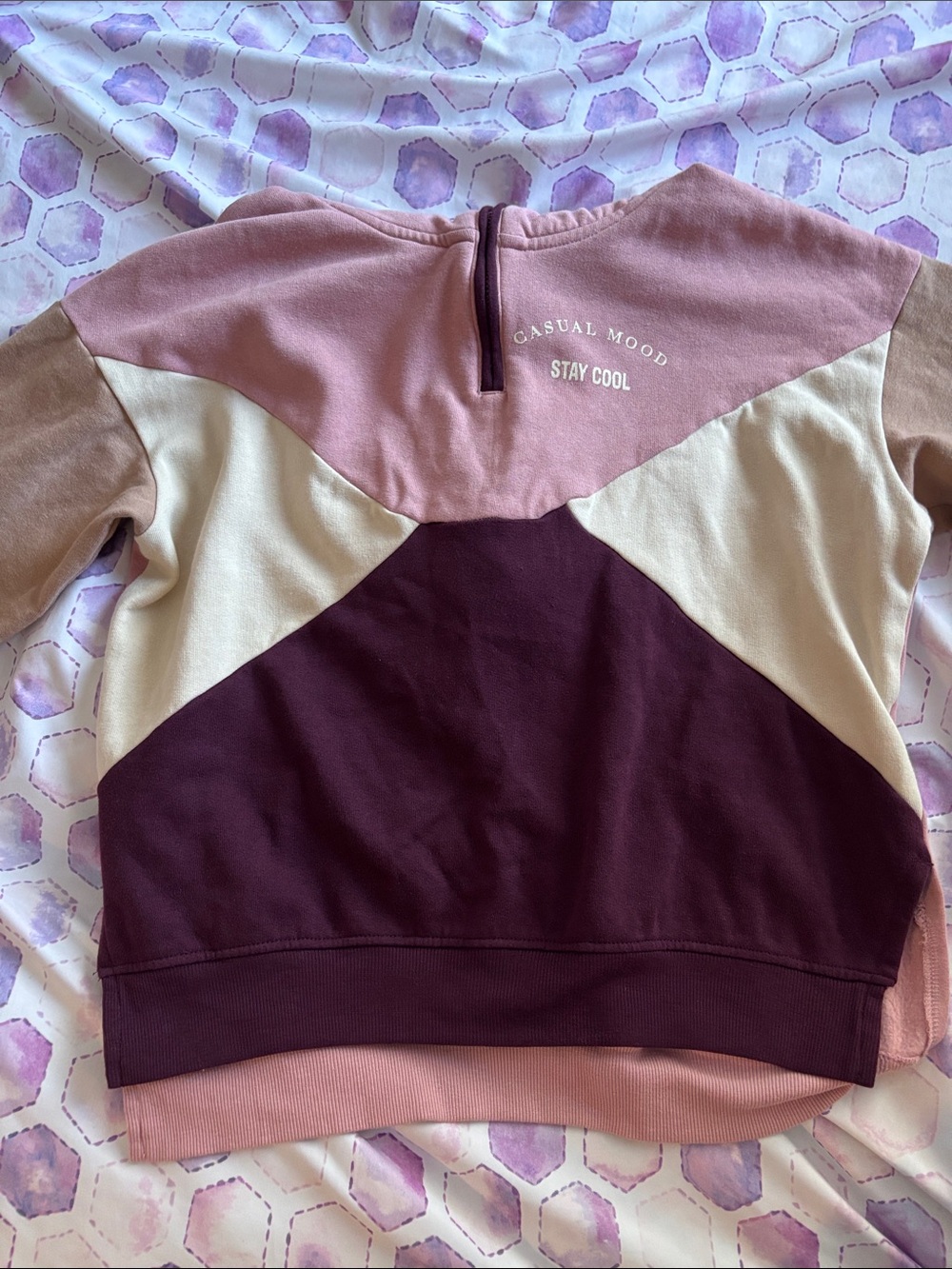 H&M Colorblock Hooded Sweatshirt - Pink, Plum & Cream